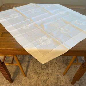 TWO vintage table covers 30” x 34”. Lovely condition!
